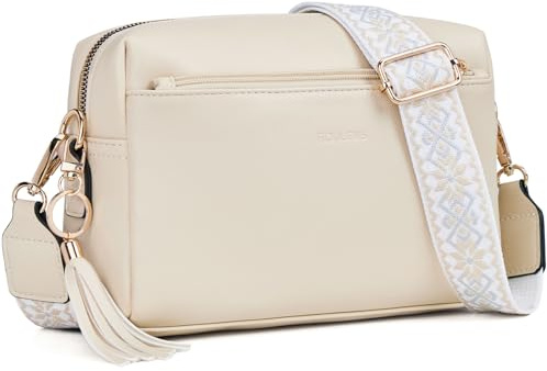 Roulens Bolsos Bandolera Para Mujer con 3 Compartimentos Grandes,Cuero PU Bolso de Hombro Pequeña de Mujer,Bolso Pequeño Bandolera para Damas Mujeres con Correa Ancha Ajustable Y ExtraíBle