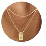 BodyBonita Délicat Collier Femme - Colliers Initiaux Superposés Plaqués Or 16 Carats Bijoux Tendance et Imperméables Collier Femme Fantaisie avec Nom et Lettre M