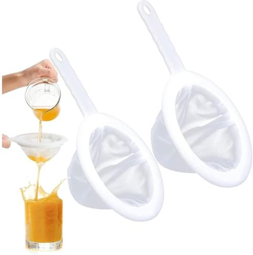 2-Piece Plastic Nylon Ultra-Fine Mesh Strainer - Kitchen Sieve for Soy Milk, Tea, Juice, Coffee