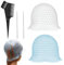 keyxer - Gorro de 2 piezas, gorra para colorear con 2 agujas de ganchillo de metal y pincel para teñir el cabello, gorro de mechas de silicona reutilizable para el cabello