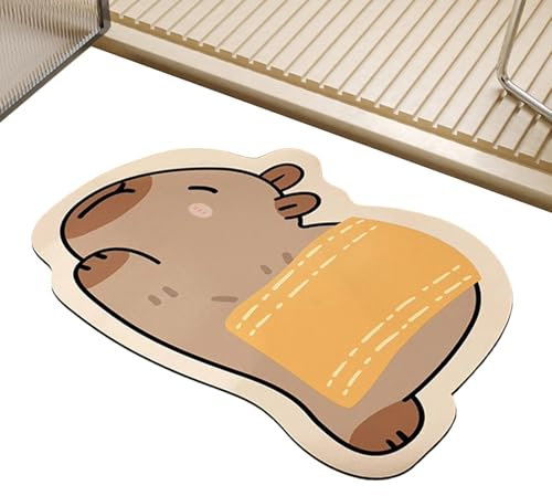 zwxqe badrumsmatta snabbtorkande, absorberande söt badrumsmatta med capybara-design, mjuk duschmatta för, utomhus, hotell, spa, husbil, senior barn, sminkbord, toalett och gästbadrum