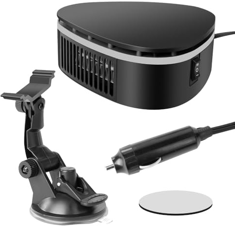 SGZIOO Auto Heizung, 12V/120W Heizlüfter Auto, 2 in 1 Tragbare Autoheizung Defroster, 360°Drehung Winter Auto Defroster Demister, Auto Heizlüfter mit Saugnapfhalterung, Zigarettenanzünder-Stecker