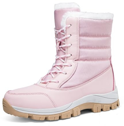 ENEN Bottes de Neige Imperméable Femme Homme 36-42, Bottes Femme Hiver Fourré Antidérapantes Semelle en Caoutchouc Chaude Confortable pour Extérieur, Randonnée (0231 Rose,40)