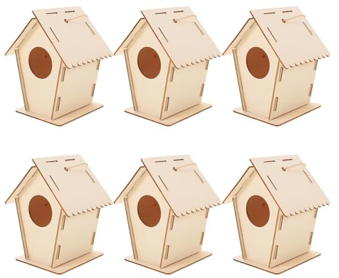 HEALSOPTHY Kit de Construction Nichoirs Bois 6 Pièces Petit Format Rond pour Garçon et Filles Nichoir Décoratif à Peindre Kit Créatif Manuel en Bois Naturel Activité Ludique et Éducative