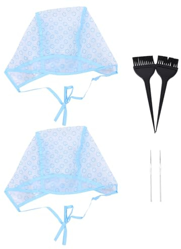 DECOMELODY Lot de 6 Bonnets de Coloration pour Cheveux en PE avec 2 Pinceaux Noirs et 2 Crochets en Acier Inoxydable Kit Professionnel pour Mèches et Surbrillance Accessoires de Teinture