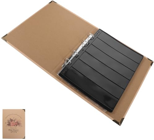 BESTonZON Collection Album for Coins and Bank Notes Hard Cover Stockbook Coin Slots and Stamp Holders Protective Pages Supplies and Stamp Collection
