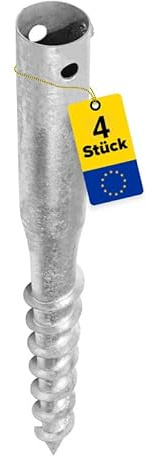 DMX - Supporti per pali rotondi, Ø 68 mm, set da 4 pezzi, ancoraggi a terra da avvitare, fondamento a vite, boccole di base, piedini di supporto, ancoraggio a terra, picchetto, manicotto per