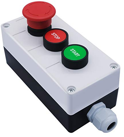 mxuteuk Notausschalter Momentaner Start-Stop Schalter Taster +1NC Roter Pilz Not-Aus-Druckschalter Verriegelungs schalter Stationsbox Drucktastenschalter,HZ-JTSS