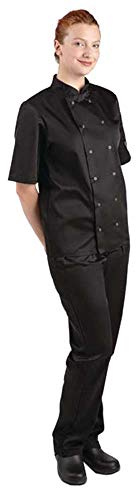 Whites Vegas Unisex Chef Jacket Short Sleeve Black 5XL - Easy Clean, Double-Stitched Restaurant Uniform A439-5XL
