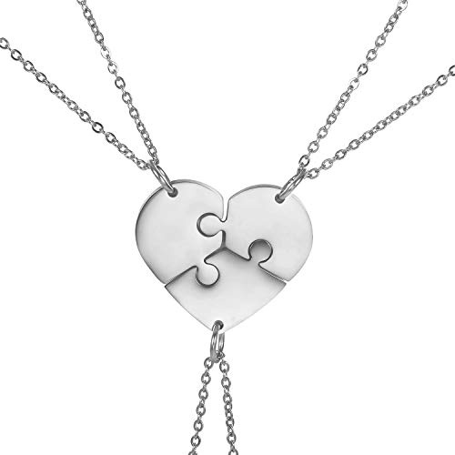 JewelryWe Smycken, 2 vänskapskedjor, av rostfritt stål, halsband med hjärt-/partnerhänge halsband med gravyr ”Love You” och livsträd, parhänge med kedja för kvinnor och män, anpassbara, Rostfritt stål