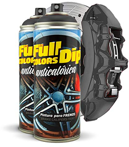 FullColors Kit x2 Sprays Pintura para Pinzas de Freno 400ml - Fácil aplicación - Acabado Profesional (Colores a Elegir) (Negro)