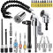 EDIONS 26 PCS Flexible Drill Bit Extension Set with 2 PCS 105°Angle Drill Bit Extension, 1/2 3/8 1/4 inch Universal Socket Adapter & Drill Bit Holder & Universal Socket Grip & Screwdriver Bit Kit