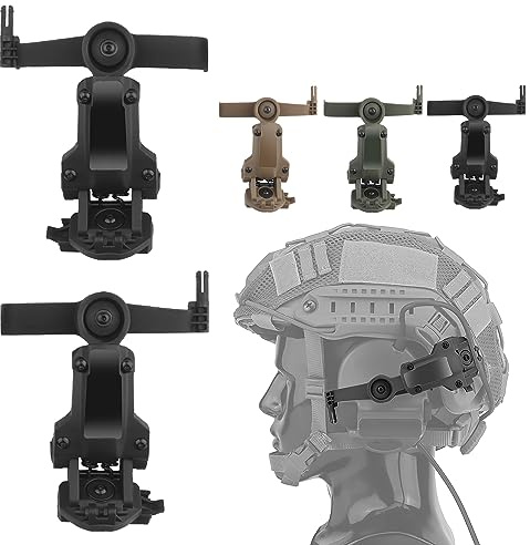 Zhongren Fast Casque Arc Rail Adaptateur COMTAC3 Tactique Pickup Suspension Casque Support Multi-Angle Rotation pour OPS Core Arc & Team Wendy Rail, Chasse Earmuffs Support (Noir)