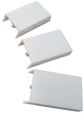 Generic 3 Pack Square Flag Hinge Replacement Covers, White, Plastic, Painted, Hole Style, 4.5cm x 7.4cm Each