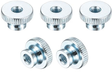 sourcing map Knurled Thumb Nuts, 5Pcs M6 x 20 x 12mm Carbon Steel Knurled Nut, Adjusting Round Knobs Fasteners Nuts for 3D Printer Parts, Blue White