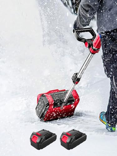 Pala da neve elettrica da 1200 W con doppia batteria universale da 20 V e 4,0 Ah, può rimuovere fino a 6,3'' di neve, maniglia anteriore regolabile e asta telescopica, per vialetto e patio