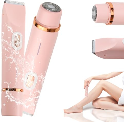 Afeitadora para mujer, afeitadora de doble cabeza 2 en 1, recortadora de bikini impermeable, recargable por USB, para mujer, piernas, brazos, axilas, zona púbica, húmedo y seco
