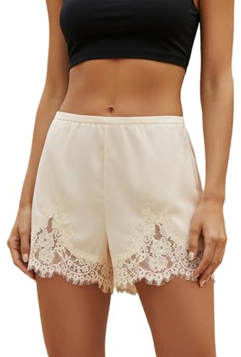 Lace Trim Shorts for Women Satin Silk Y2k Mini Shorts Coquette Bottoms