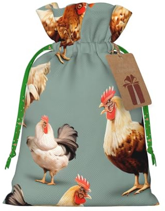 Bolsas de regalo de Navidad con estampado de pollo, con cordón, saco festivo de Navidad, fiesta de cumpleaños, embalaje de regalo