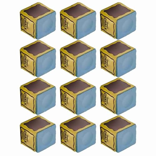 TARSHYRY Paquet de 12 Craie de Billard Professionnelle Bleue pour Pointes de Queue de Table de Billard Glisse Lisse pour Une Utilisation en Salle de Jeu à Domicile