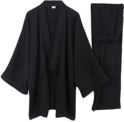 un-brand Kimono japonés para Hombre, Suelto, Informal, para el hogar, Pijama, Ropa de Dormir, Talla L O35
