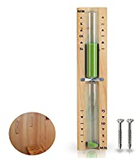 HENGBIRD Sanduhr Sauna Timing Zubehör Timer 15 Minuten, Küchentimer Hitzebeständig Sauna Sanduhr Uhr aus Holz Grün Sand