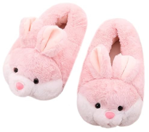 HANDKEI Pantoufles de lapin pour femmes Pantoufles d'animaux drôles Pantoufles en peluche de lapin mignon cadeau