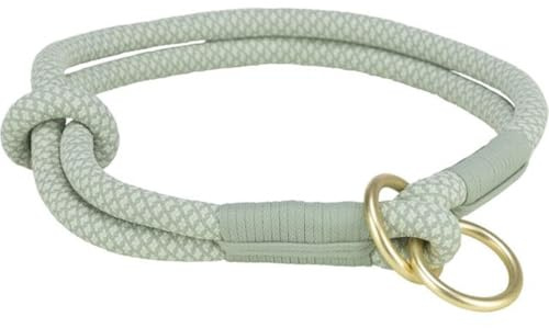TRIXIE Soft Rope Zug-Stopp Halsband Größe L: Halsumfang 50 cm/13 mm in salbei - stufenlos verstellbares Hundehalsband aus gewebtem Tau für Hunde, einfacher Verschluss - 1984716