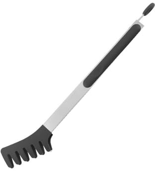 Large 12 Black Stainless Steel Pasta Tong with Silicone Tips, Spaghetti Tongs Pasta Server Utensil for Noodles Cooking Baking Food BBQ Kitchen Tools