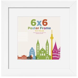 Egofine Cornice portafoto 15 x 15 cm, cornice in legno 15 x 15 cm, con vetro acrilico, cornice quadrata per decorazione da parete o tavolo, passepartout per foto 10 x 10 cm, perfetta per foto, casa