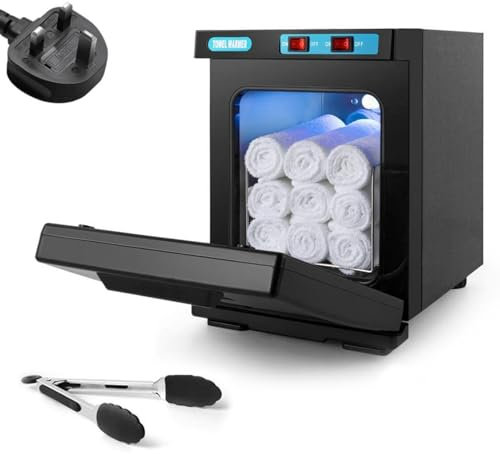 Hot Towel Warmer, UV Steriliser Disinfection, Towel Cabinet Space for 20-30 Large Capacity, 23L Cabinet Heater,Electric 2 Removable Shelves Drip Tray, Facial Salon Beauty Spa Home Equipment (Black)