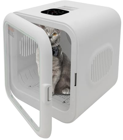 Donened - Secador automático para mascotas para gatos y perros, 800 W, caja de secado inteligente para mascotas, secado de 360°, función de control de temperatura, 22-45 ℃, 62L
