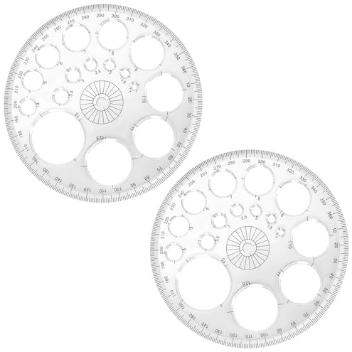 REEKNOKOL Circle Stencil, Protractor Template Round Stencils for Painting Circle Drawing Tool Circle Templates for Drawing Ruler Template for Geometry Painting Studying Designing (Transparent)