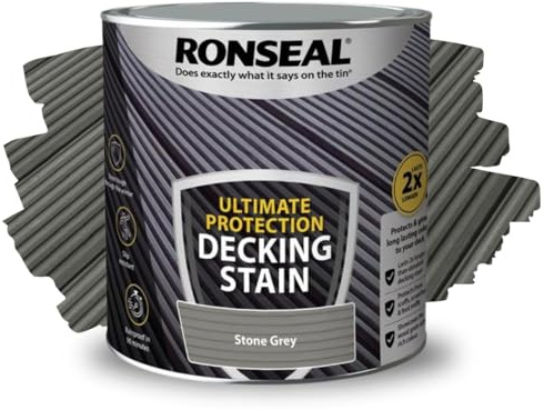 ARUUJ - Decking Stain, Long-Lasting Weather Protection, Quick Dry in 90 Minutes, Anti Slip Deck Stain, Indoor Outdoor Use, Protects Against Scuffs & Foot Traffic, Matt Finish (Stone Grey, 2.5L)