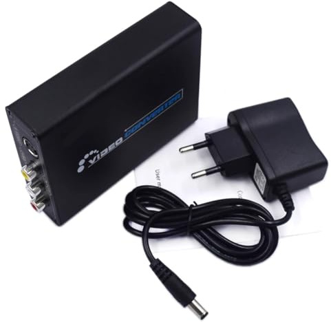 Asyduey Convertidor de Audio y Vídeo S-Video CVBS Compatible con A S Video+ Video Adaptador Conmutador Compuesto Escalador de Alta Definición 3RCA Enchufe UE