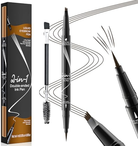 MOTIBACK Lápiz de cejas doble de cuatro puntas marrón oscuro