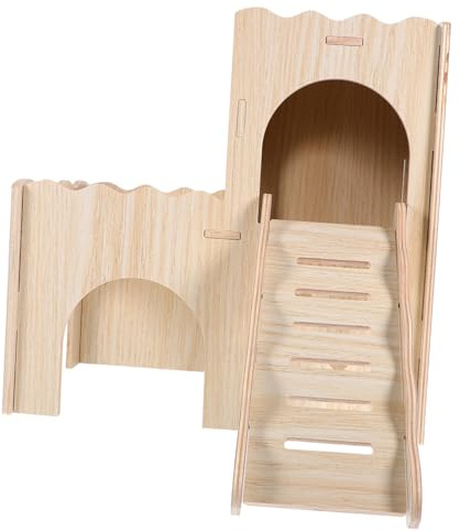 GALPADA Maison Bois pour Cobaye Hamster Chinchilla avec Échelle Refuge pour Hamster Maison Cachette pour Cobaye