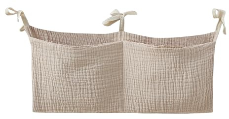 Organiseur de poche pour berceau de bébé – Sac de rangement pour couches et berceaux – Organiseur portable à suspendre au chevet | Accessoires de literie en coton multi-compartiments pour bébé, sac de