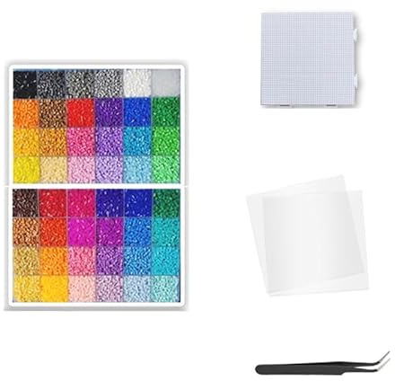 Stellastar Perler Beads - Juego de cuentas de 48 colores, 26000 piezas de 2,6 mm, mini cuentas fusibles con tableros de clavijas, accesorios para manualidades, decoración del hogar