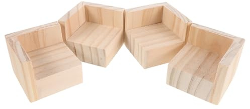 PAMINGONO 4 Pièces Lot de 4 Rehausseurs de Lit Bébé en Bois Massif 6X6 CM Hauteur 3 CM, Support Stable pour Cadres de Lit, Protection Sols Bases Rembourrées, Adapté Berceaux et Meubles Bébé