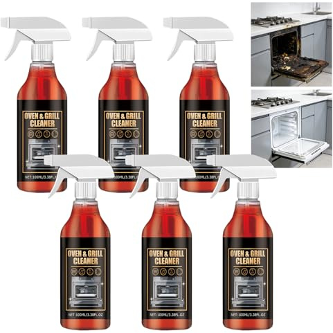 Spray desengrasante multiusos para cocina, limpiador de hornos, limpiador de estufas de gas, limpiador de parrilla de acero inoxidable, limpia fácilmente grasa gruesa y depósitos (6 unidades)