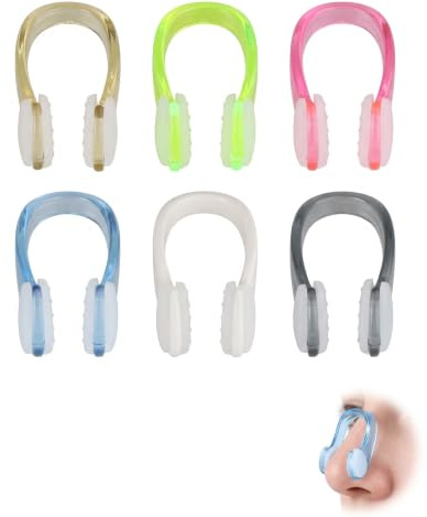 KAKFEL Pinzas de Nariz para Natación 6 Piezas, de Silicona Antideslizante Suave, para Adultos y Niños, en 6 Colores Surtidos, ideales para Entrenamiento, Apnea y Principiantes.