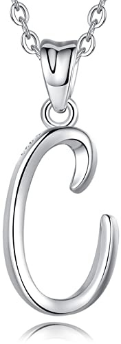 EUDORA Initial Necklace, 925 Sterling Silver 26 Alphabet Letter Personalised Pendant Necklaces Gifts for Women Ladies Girls Mother's day,18inch Chain
