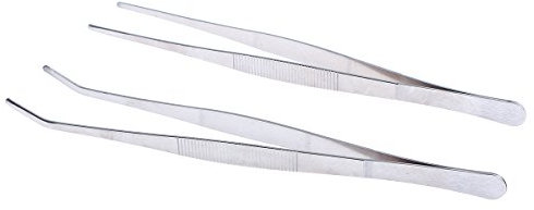 VORCOOL 2 Piezas Pinzas Multifuncionales Pinzas de Acero Inoxidable, Rectas y Curvas