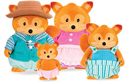 Li'l Woodzeez Fox Family Set – Tippytail Foxes with Storybook – 5 Pieces Toy Set with Miniature Animal Figurines – Family Toys and Books for 3+ Years