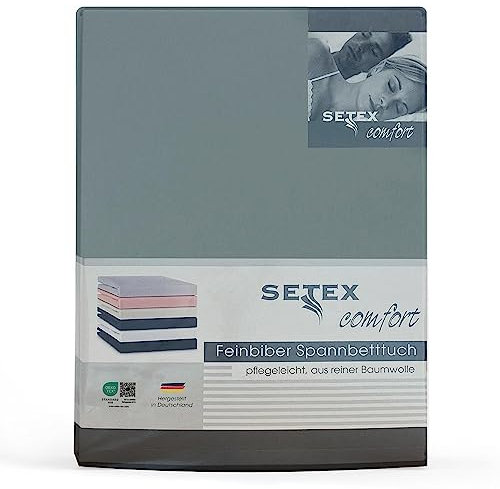 Setex - Feinbiber Bettlaken mit Gummizug kuschelig weich - Biber Spannbettlaken aus 100% Baumwolle mit rundum Spanngummi - Bettwäsche ganzjährig - Betttuch 160x200 cm Dunkel Jade
