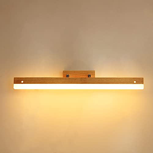 EGSO Luce Specchio Bagno Led Applique legno 60cm Girevole di 180° 9W 720 Lumen Impermeabile IP44 Lampada da specchio bagno, Bianco Caldo 3000K (luce specchio bagno)