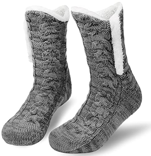 Niofind Tofflor, Fluffiga Strumpor för Damer & Herrar, Vinter & Jul Termiska Sängtofflor med Halkskydd, One Size