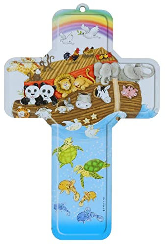 Palacio del Rosario Cruz infantil Arca de Noé 18 cm - Cruz religiosa - Culto cristiano de madera