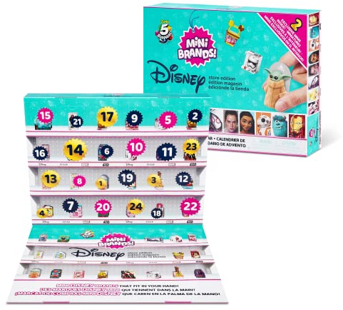 Mini Brands 24 Pieces Disney Advent Calendar 2025 by ZURU, Collectable Seasonal Christmas Toys for Kids with 24 Surprise Minis, Festive Gift for Boys and Girls